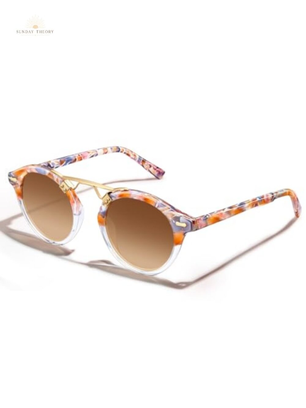 Retro Acetate Polarized Round Sunglasses with Case, UV400 Protection